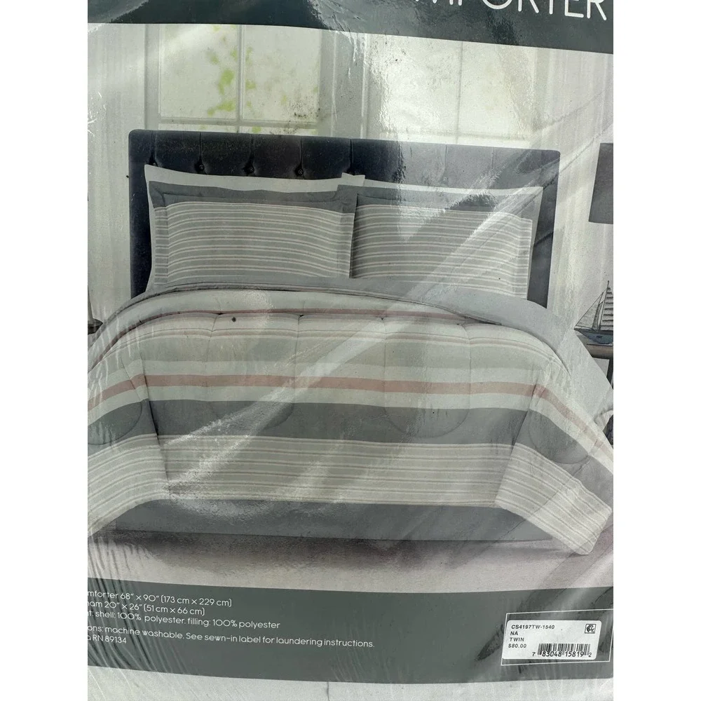 Pem America, Grace 2-Pc. Reversible Stripe Twin Comforter Set MSRP $80.00